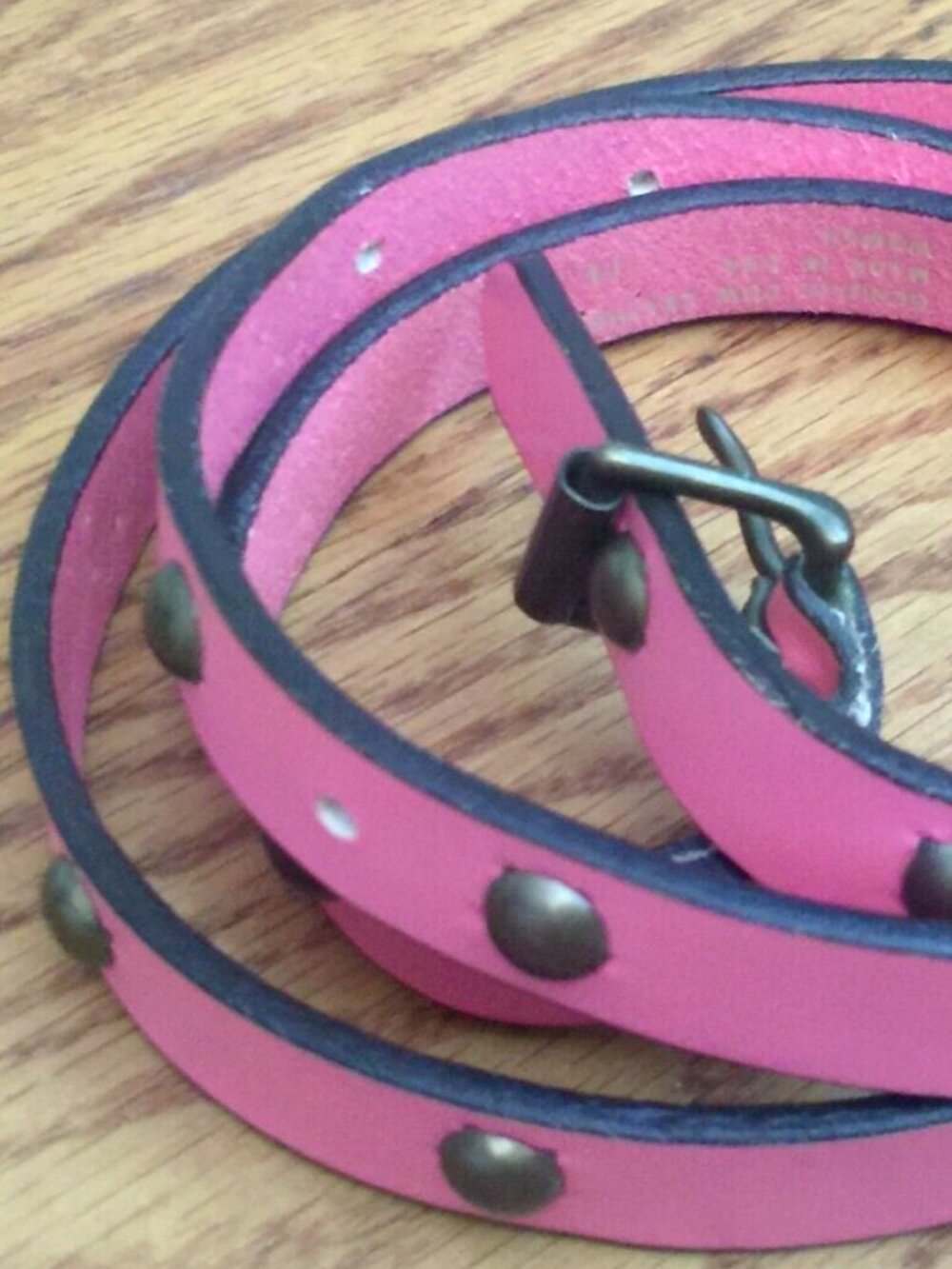 VINTAGE GAP SKINNY BELT WOMENS M PINK GENUINE COW LEATHER STUDDED MADE IN USA